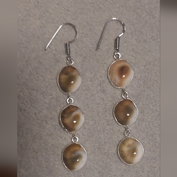 Triple Stone Shiva Eye Dangle Earrings - Picture 4 of 4